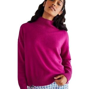 Free People magenta cashmere mock neck sweater‎ size xs